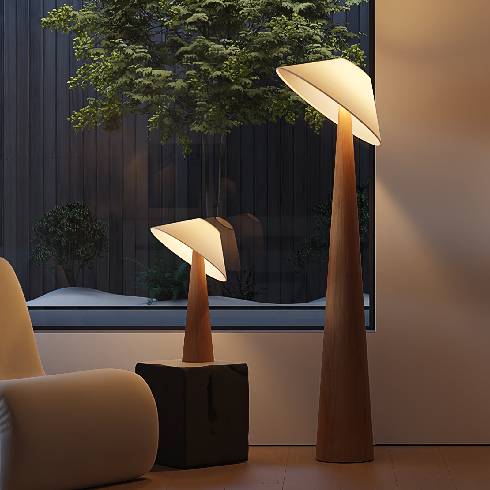 Tilt Hat Wooden Floor Lamp