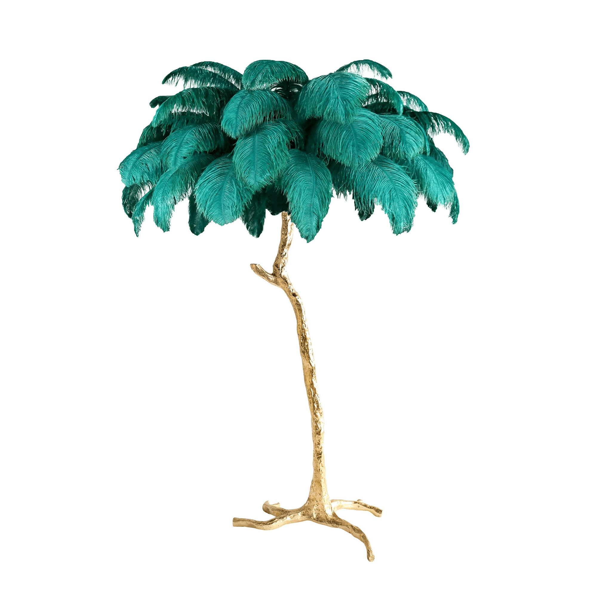 Ostrich Feather Brass Floor Lamp