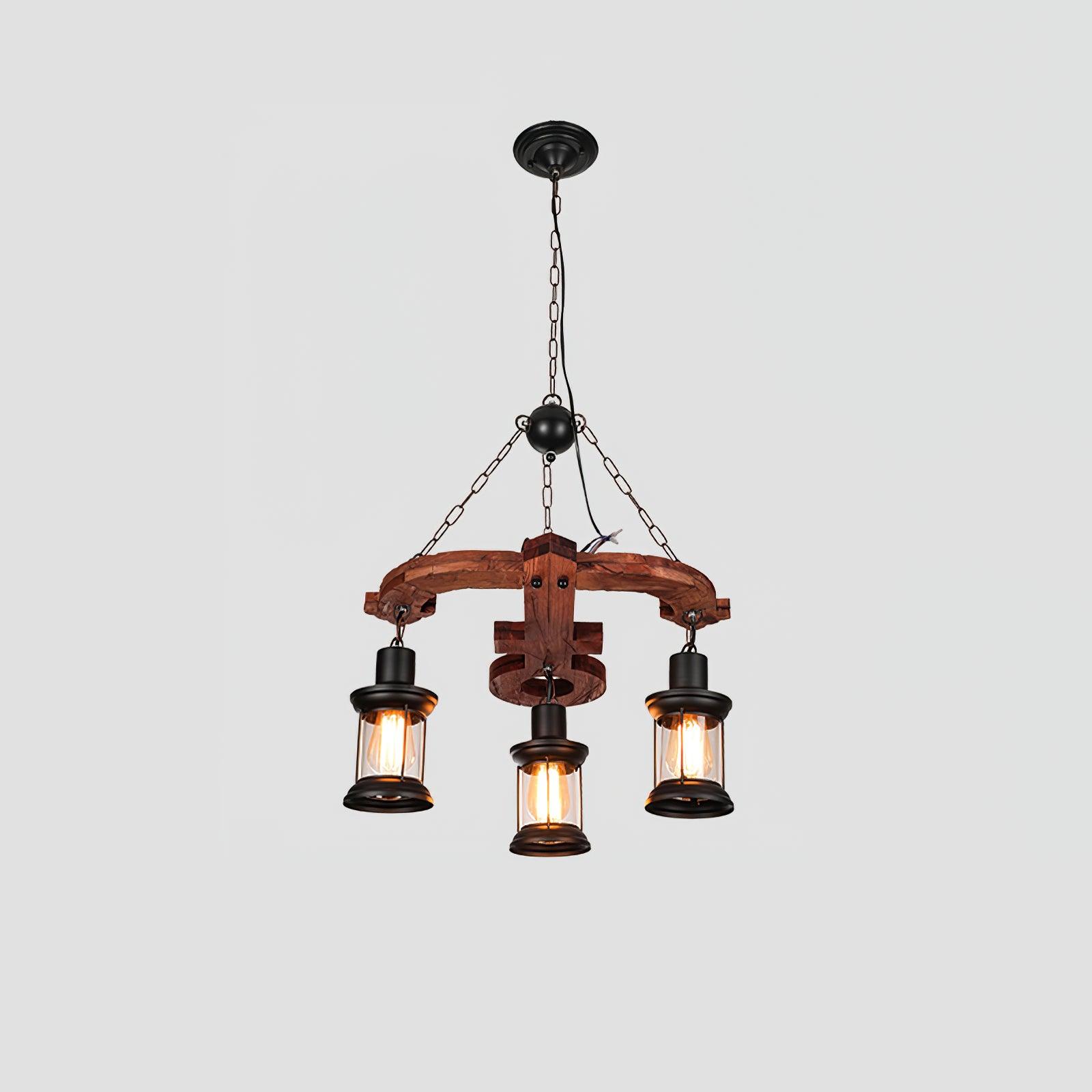 Nautical Industrial Style Wooden Chandelier