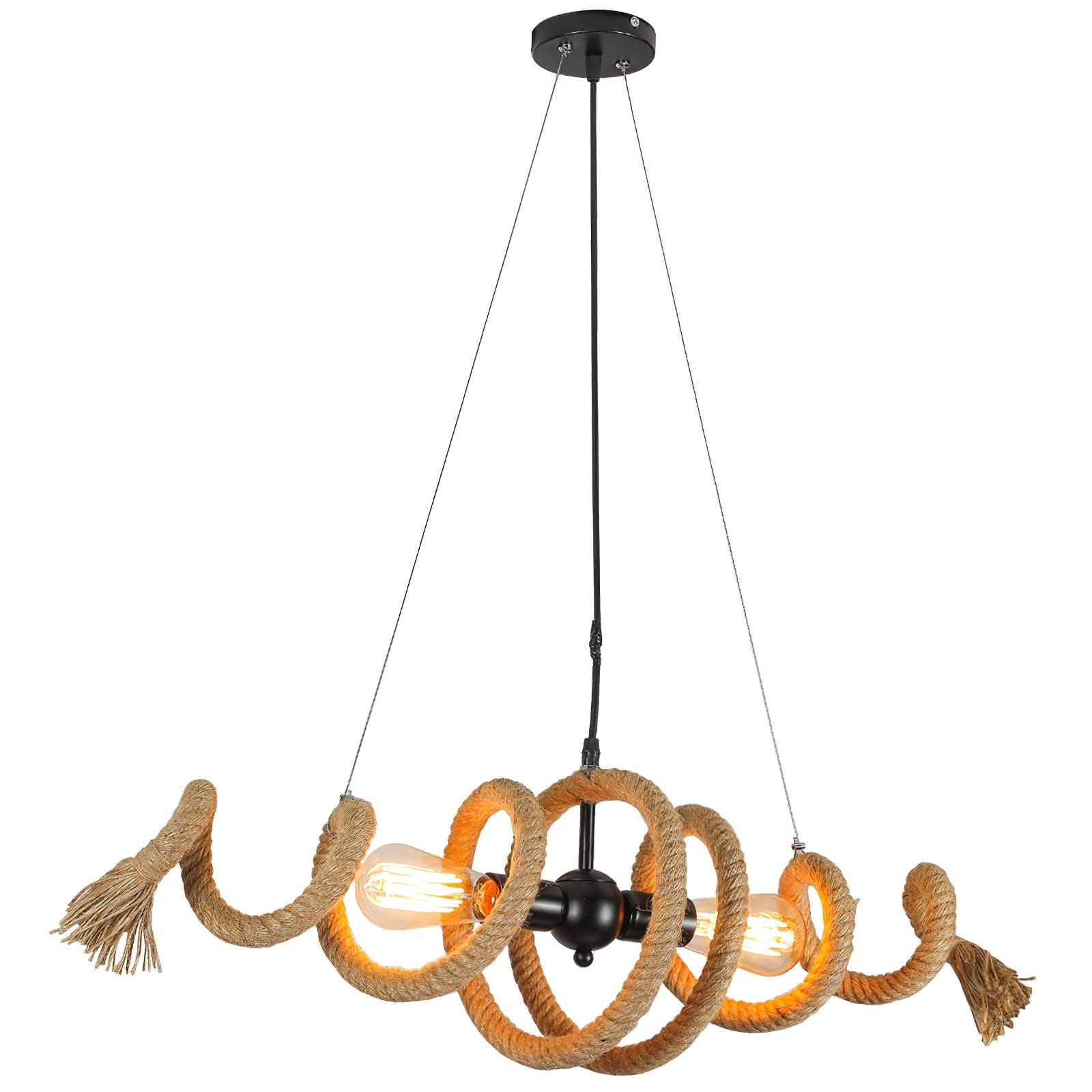 Hemp Rope Industrial Spiral Chandelier