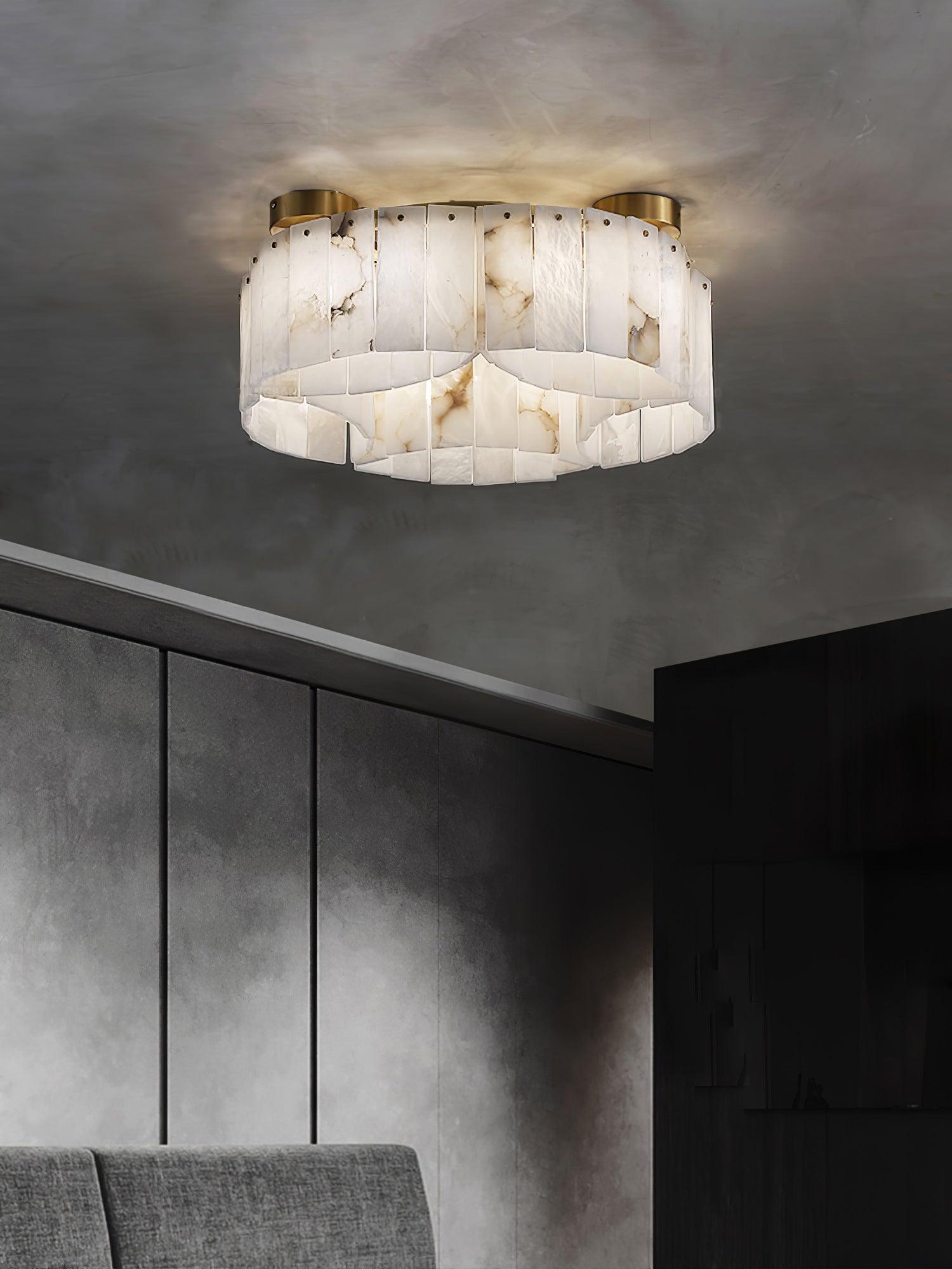 Luxe Alabaster Brass Ceiling Lamp