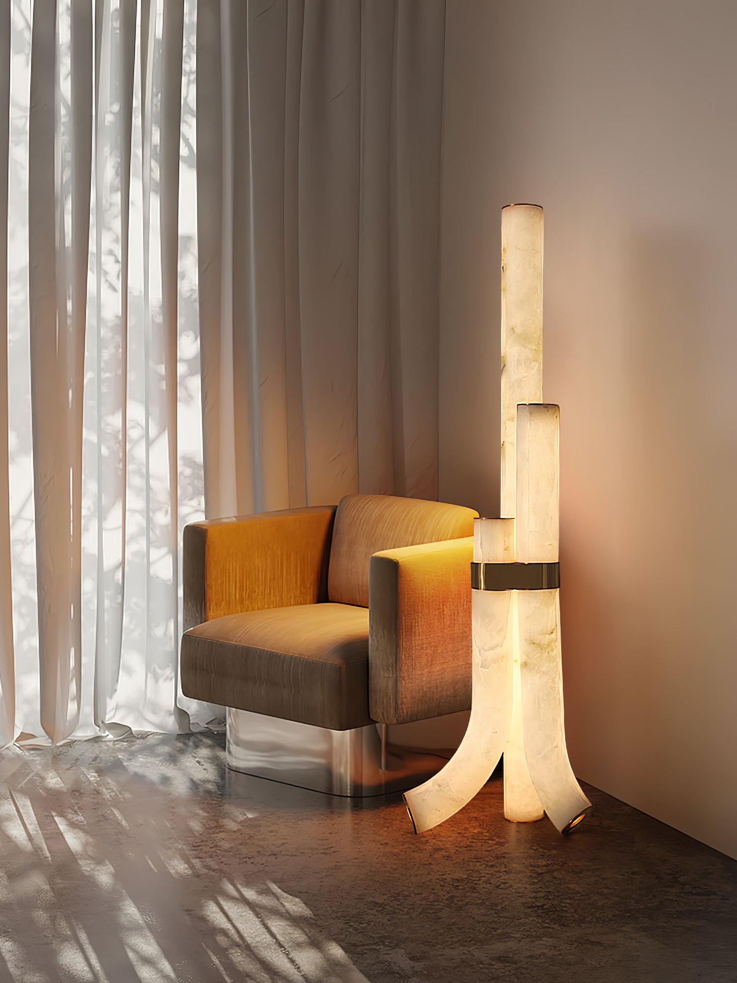 Piped Alabaster Floor Lamp