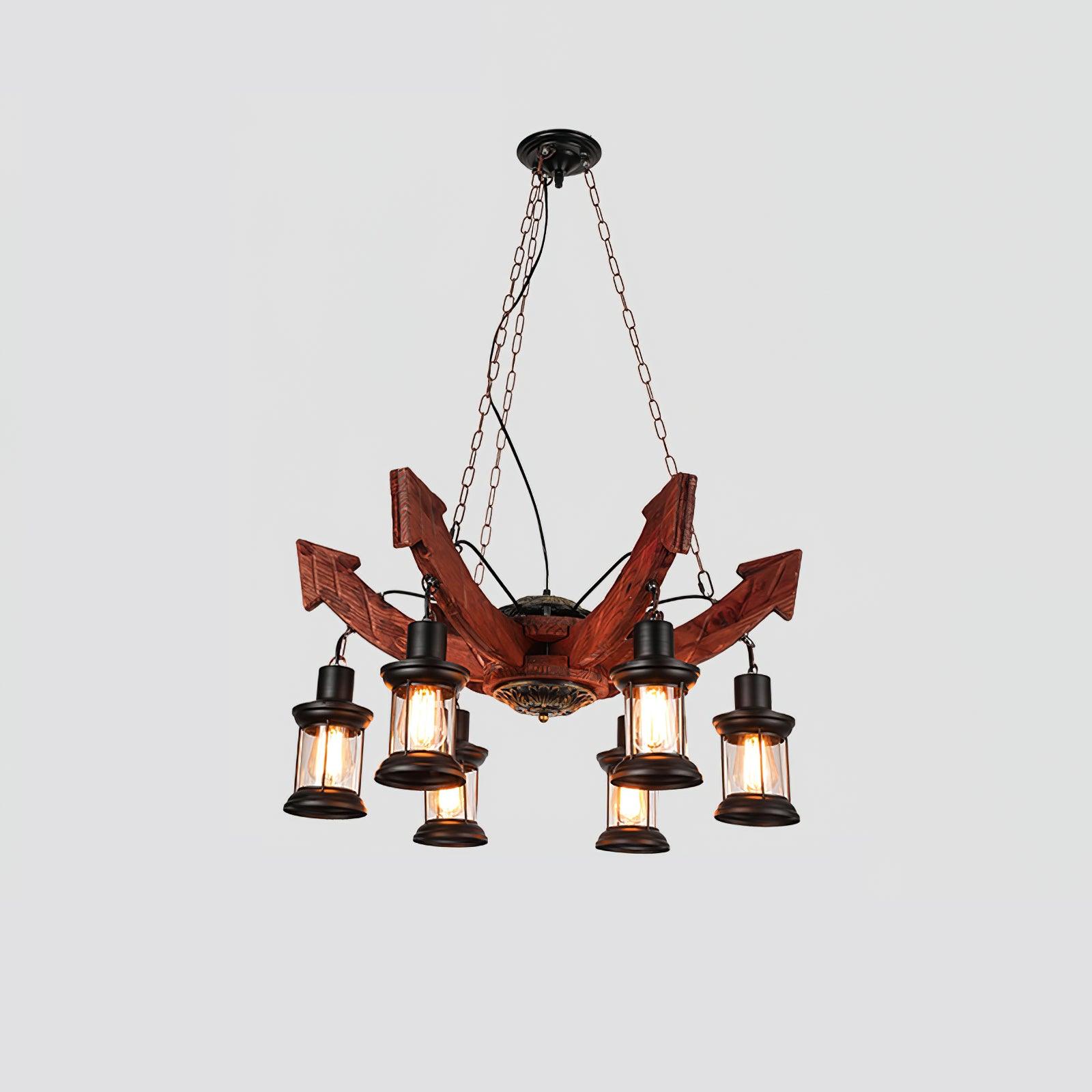 Nautical Industrial Style Wooden Chandelier