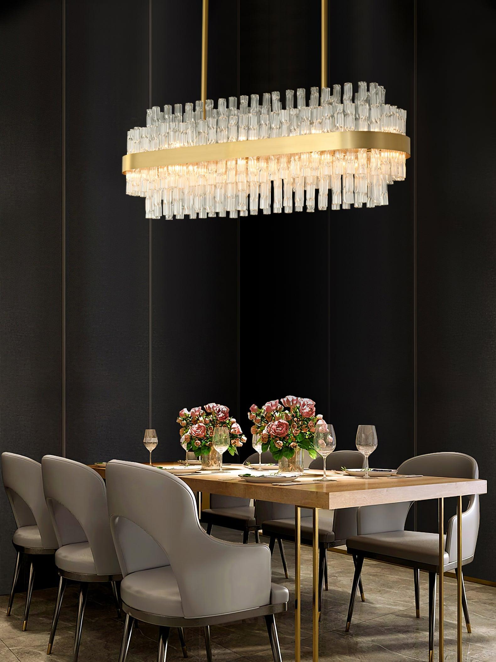 Gold & Clear Rod Chandelier