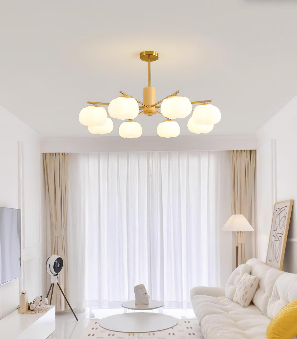 Wooden Cotton Balls Chandelier