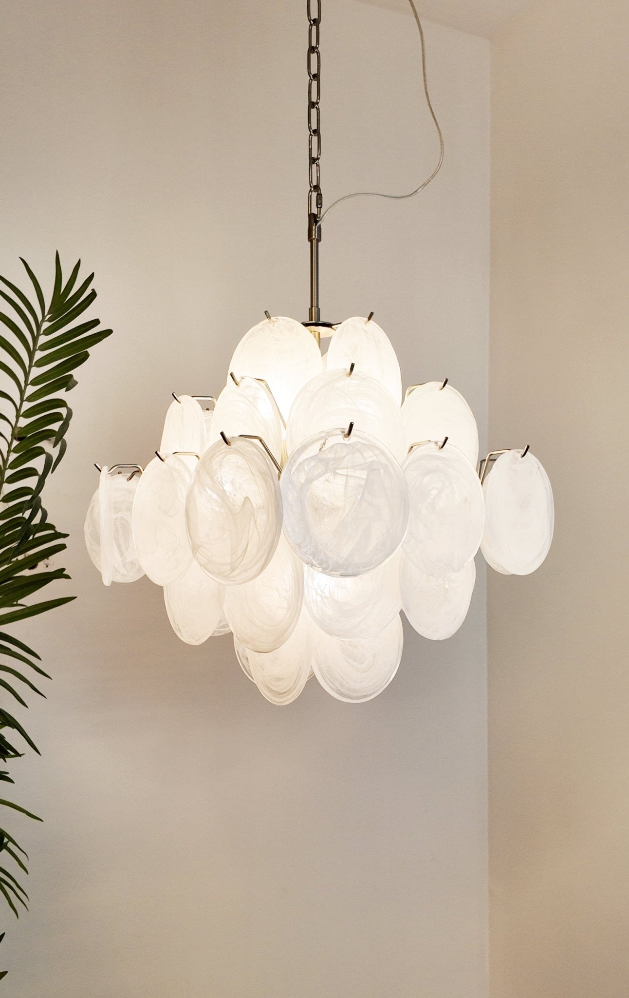 Isadora Murano White Disc Chandelier