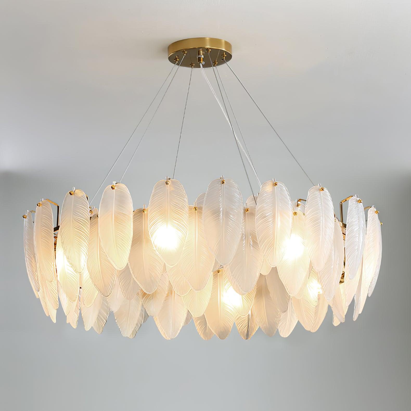 Glass Feather Chandelier