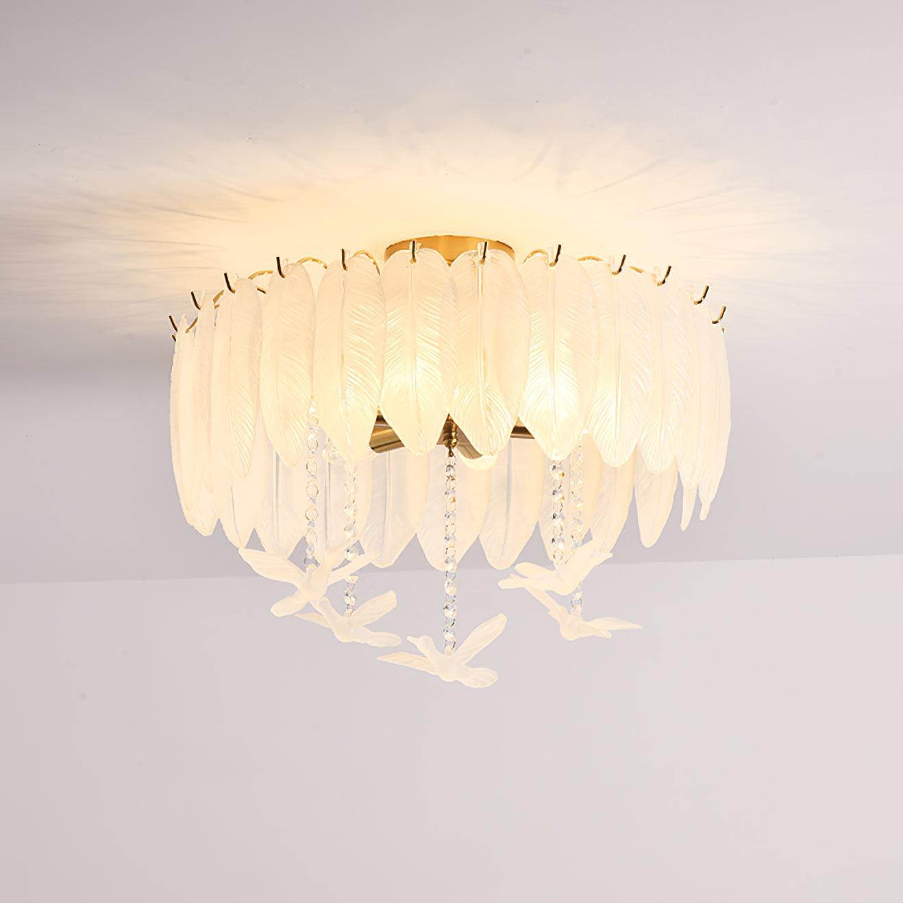 Glass Feather Ceiling Light