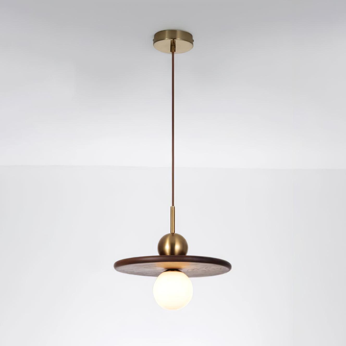 Flying Saucer Walnut Pendant Lamp