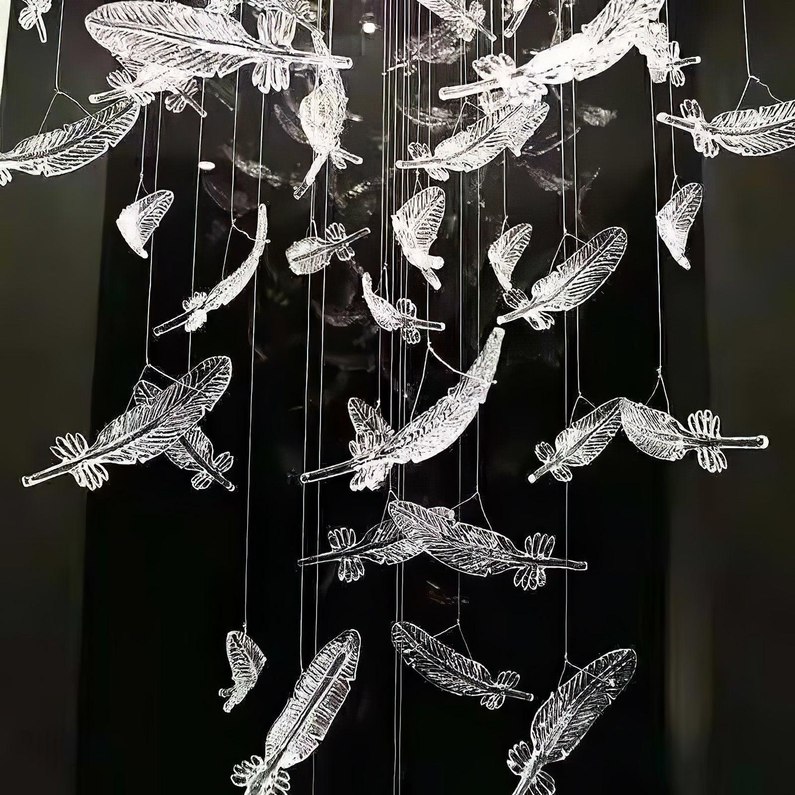 Glass Feathers Flying Chandelier