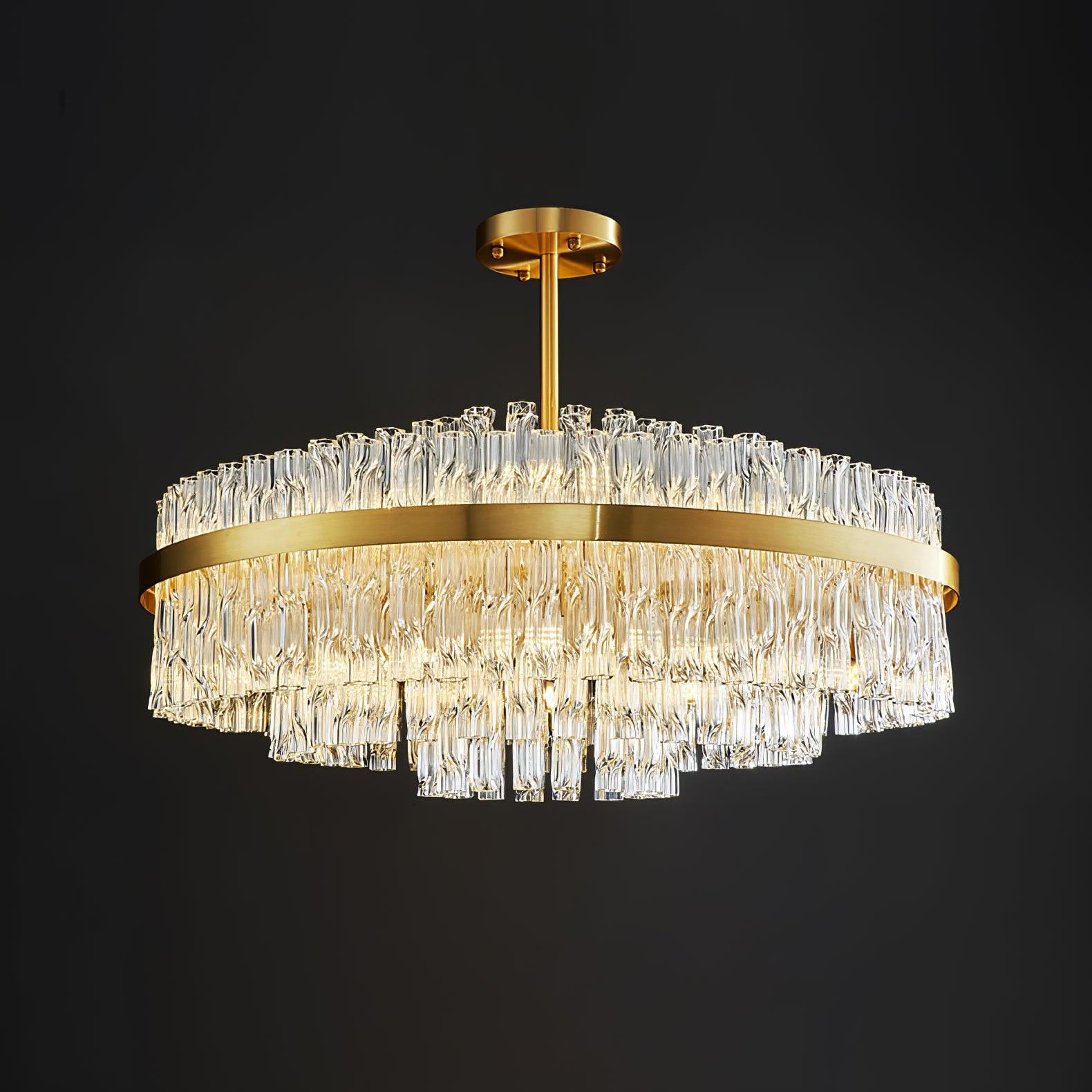 Gold & Clear Rod Chandelier