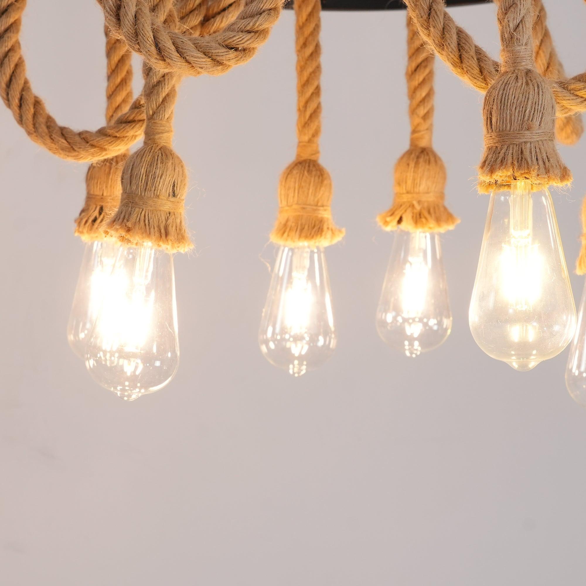 Hemp Rope Industrial Six Head Chandelier