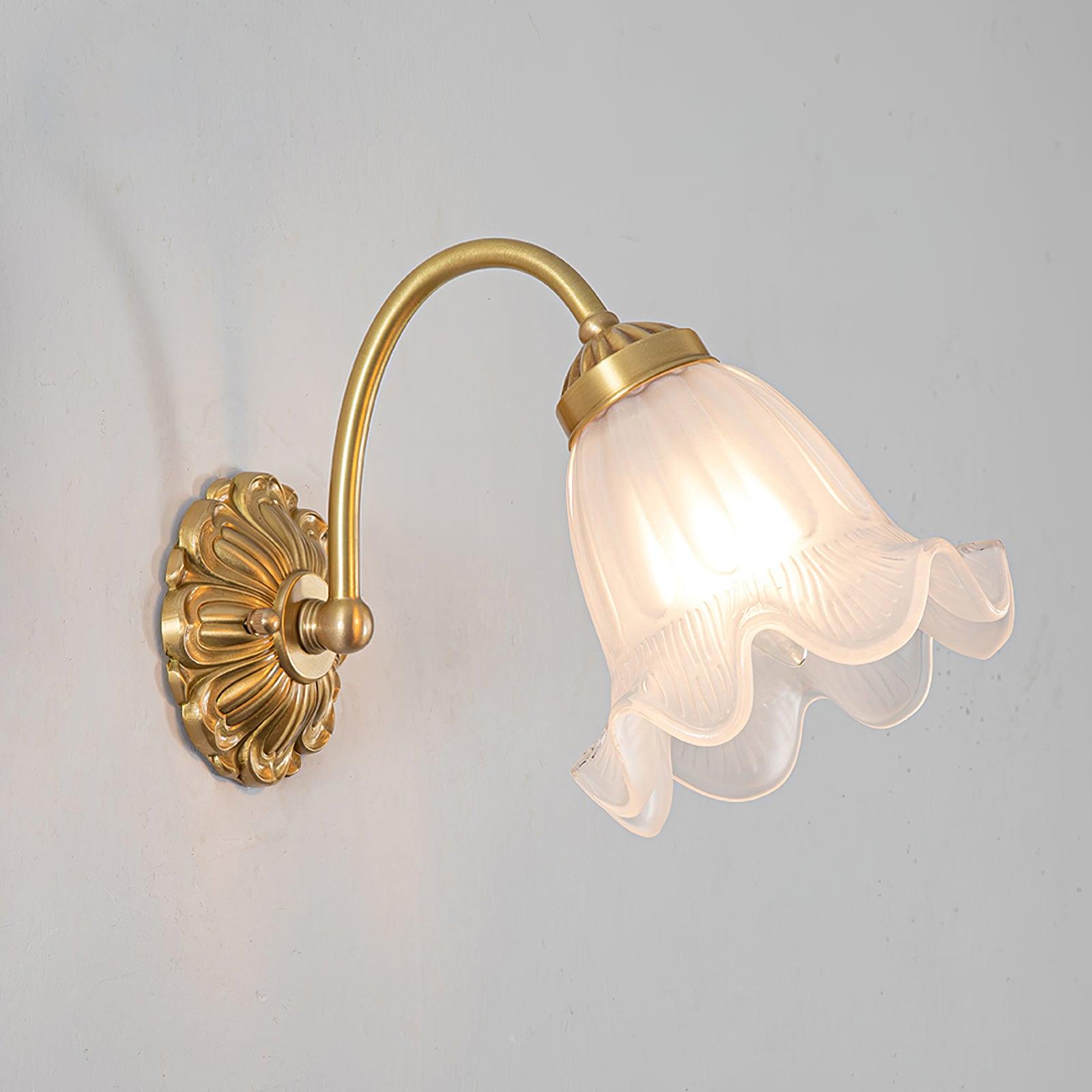 Brass Floral Glass Sconce