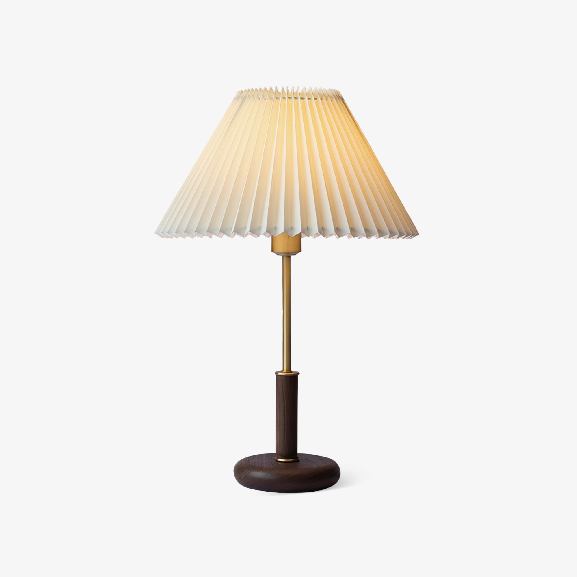 Pleated Walnut Table Lamp