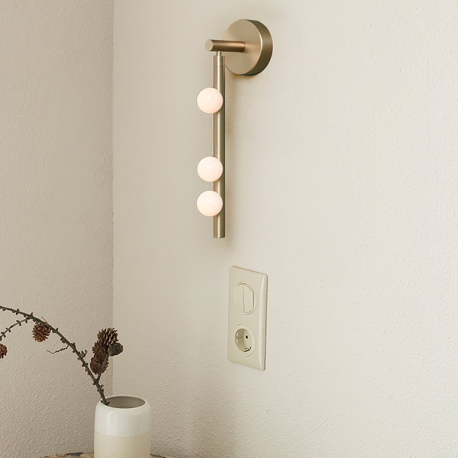 Brass Glass Tube Plug-in Wall Lamp