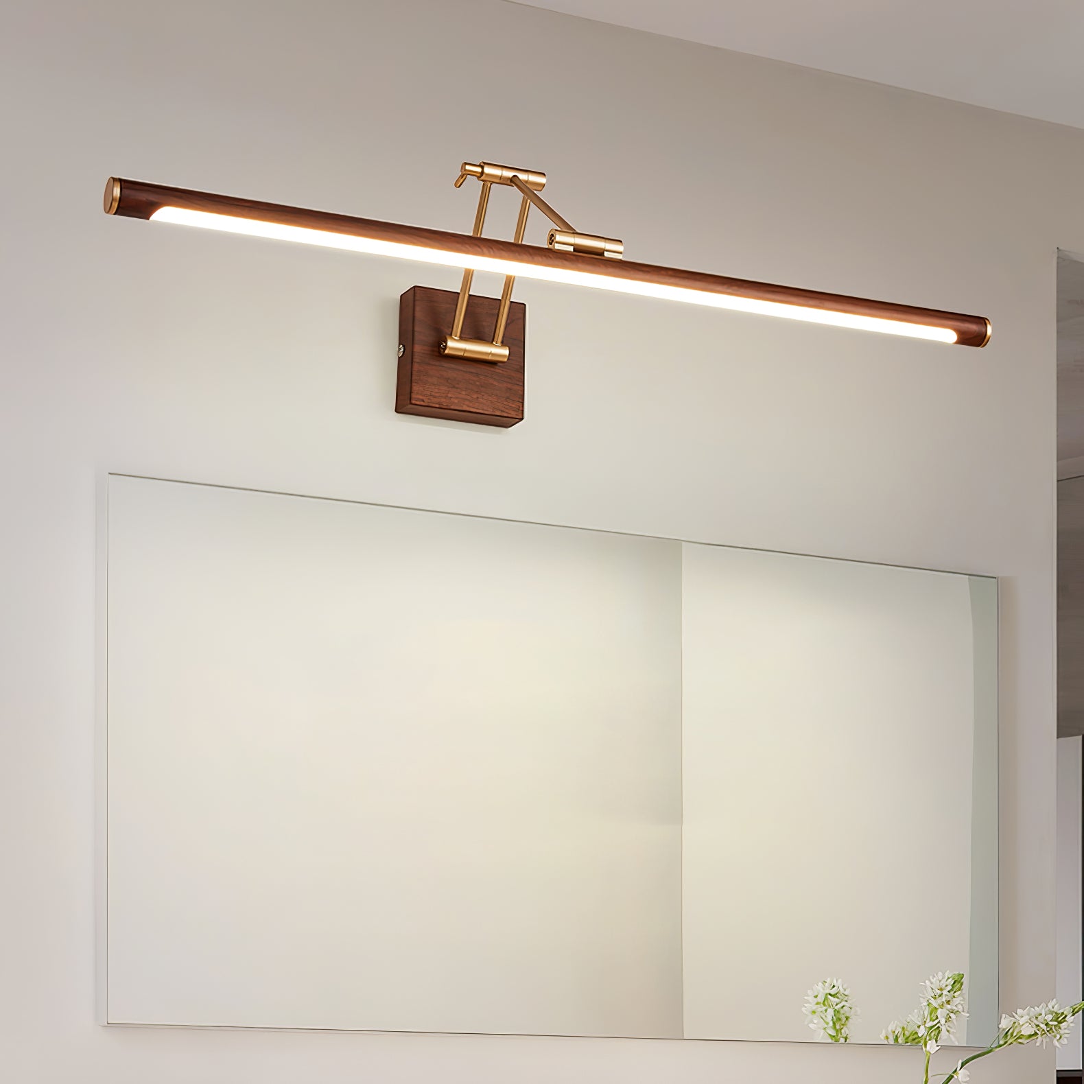 Walnut Color Linear Adjustable Wall Light