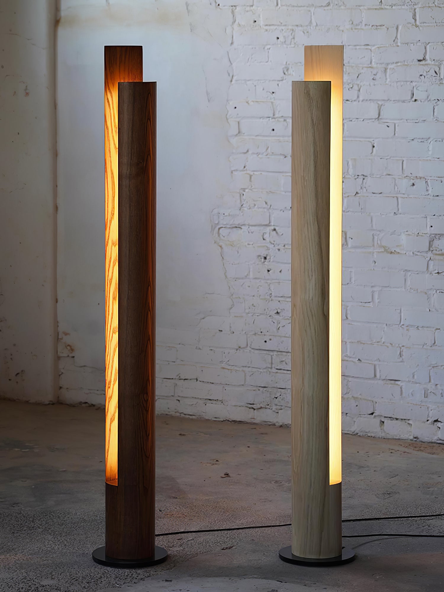 Cylindrical Timber Column Floor Lamp