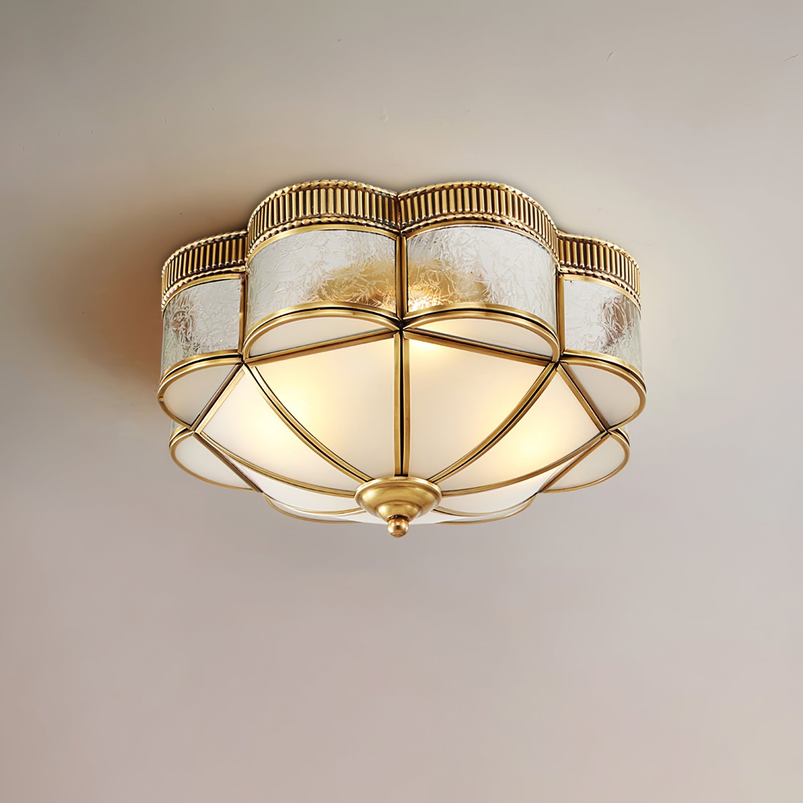 Brass Domed Flush Ceiling Lamp