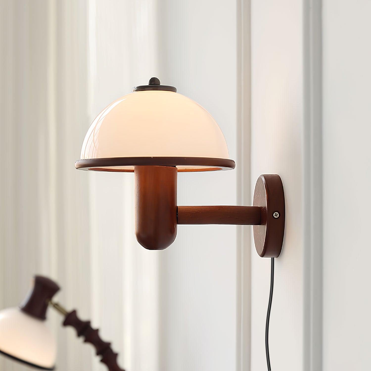 Mushroom Wood Wall Lamp