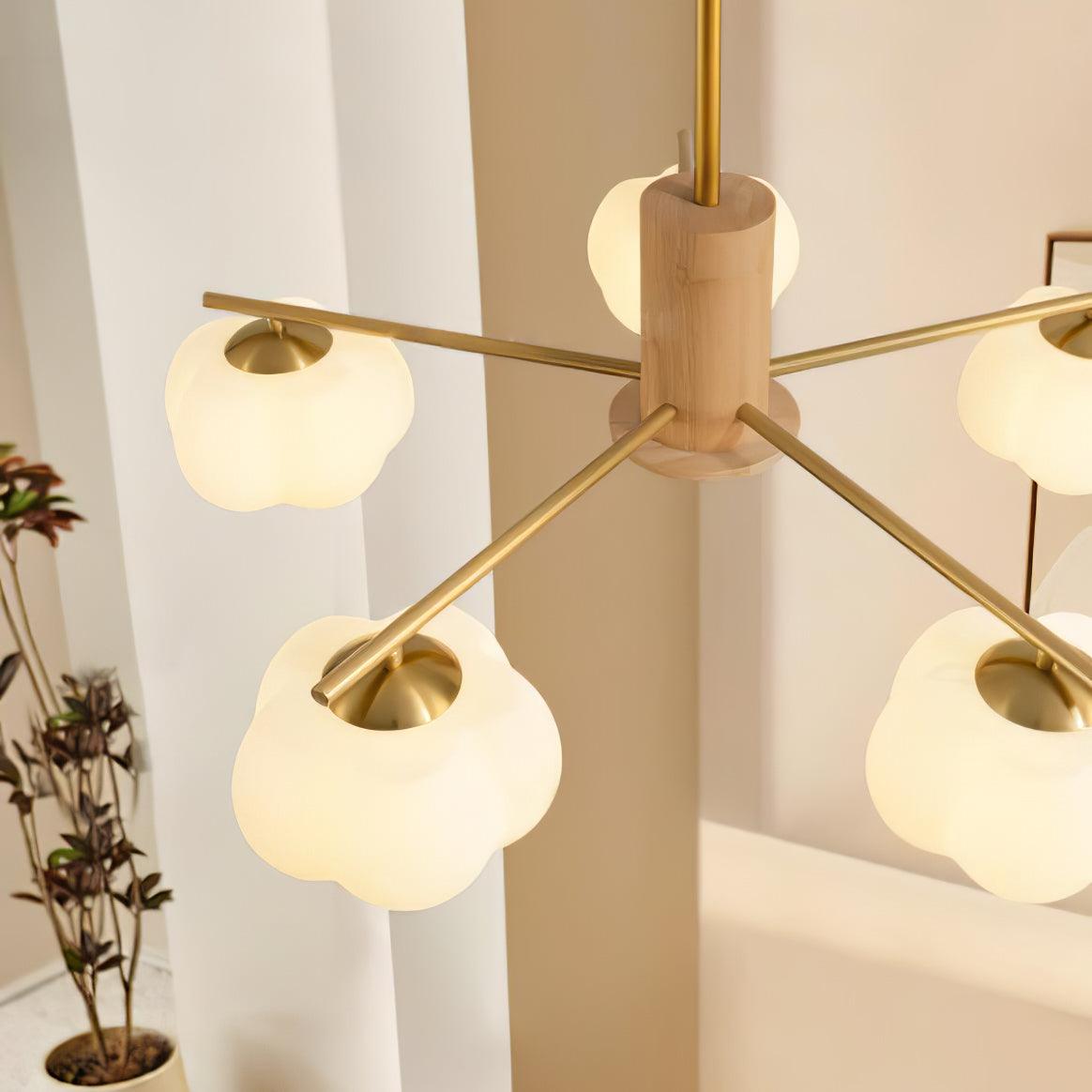 Wooden Cotton Balls Chandelier