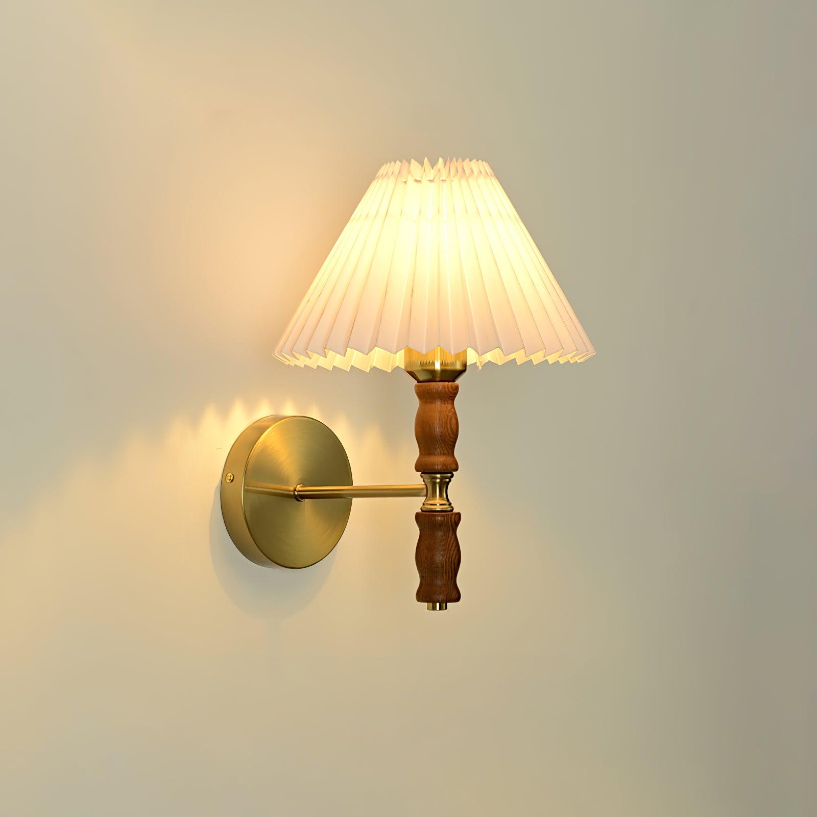 Pleated Walnut Wall Light