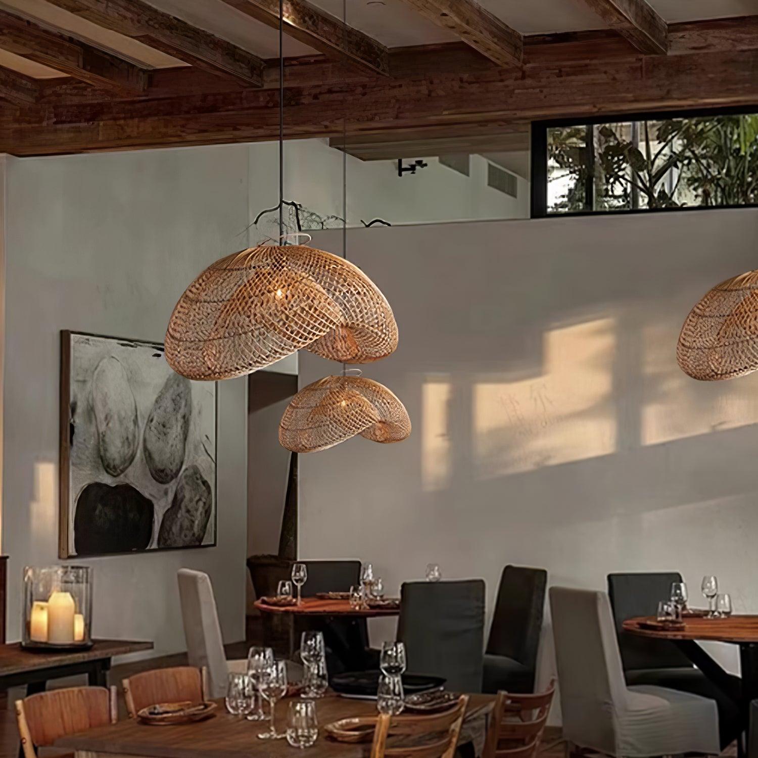 Rattan Wave Pendant Light