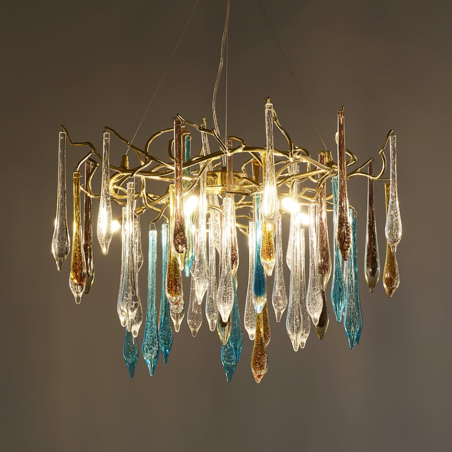 Gold Round Teardrop Chandelier