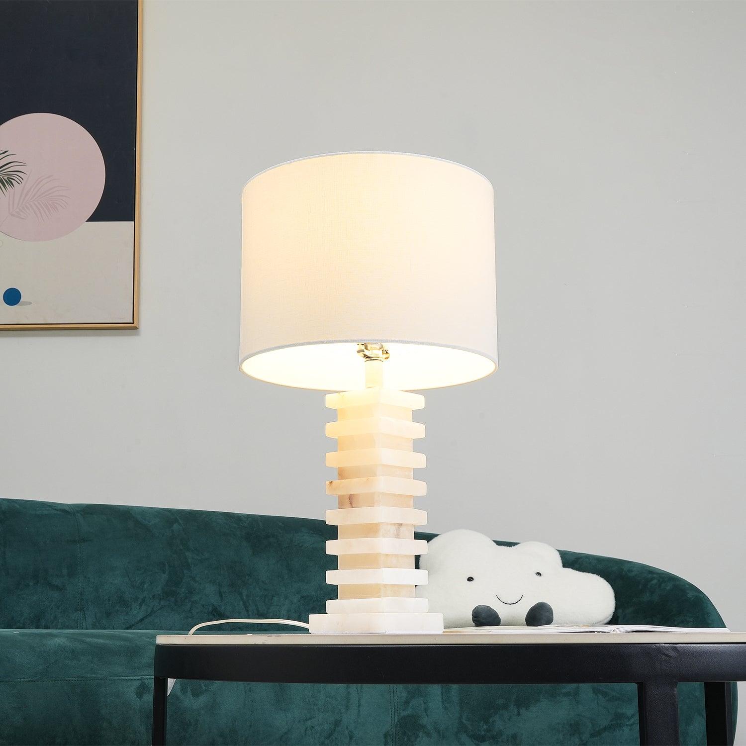 Stacked Alabaster Table Lamp