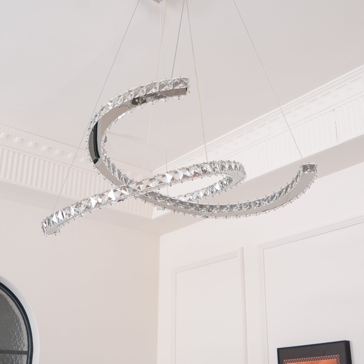 Modern Crystal Double C Chandelier