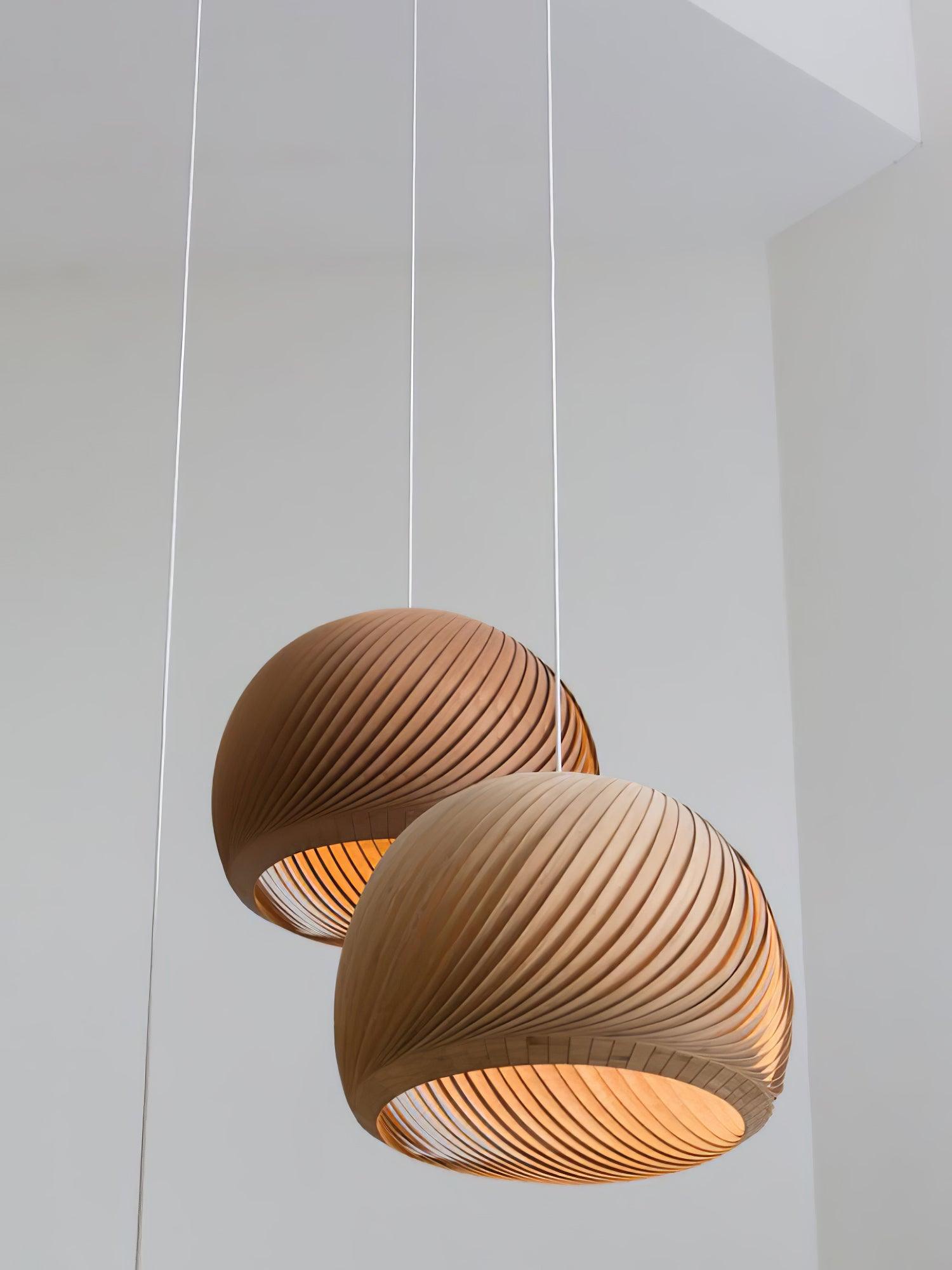 Aurora Whorl Wood Pendant Lamp