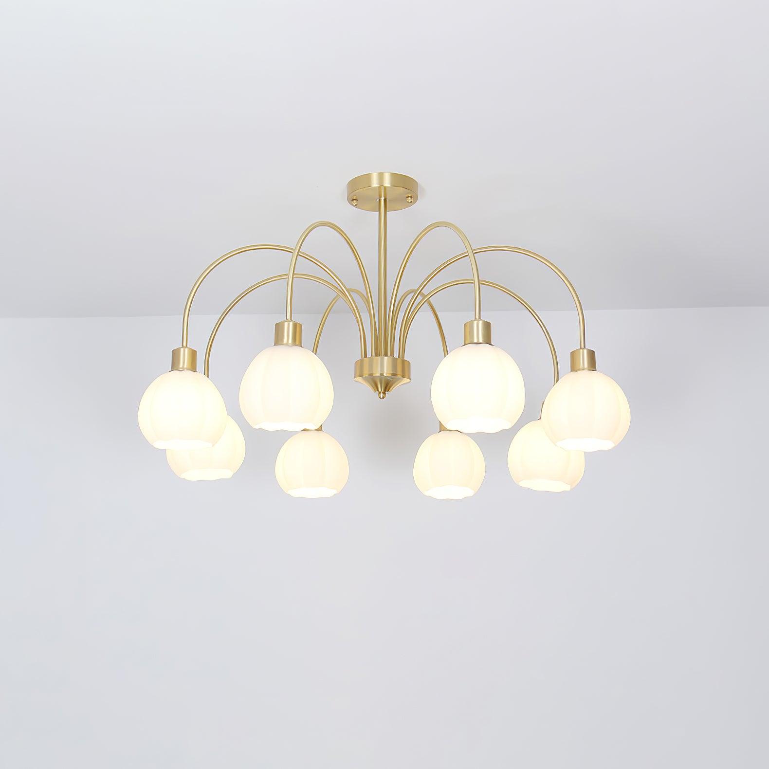 Glass Pumpkin Gold Chandelier