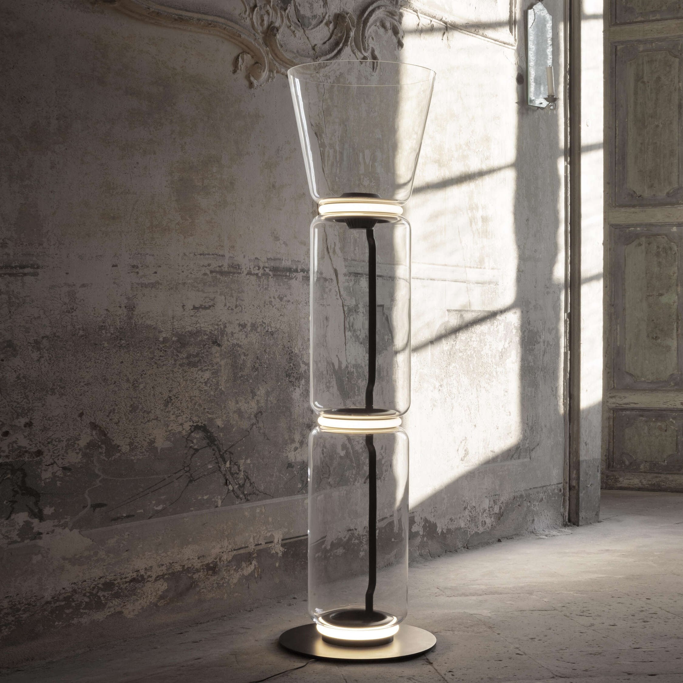 Bamboo Glass Floor Lamp