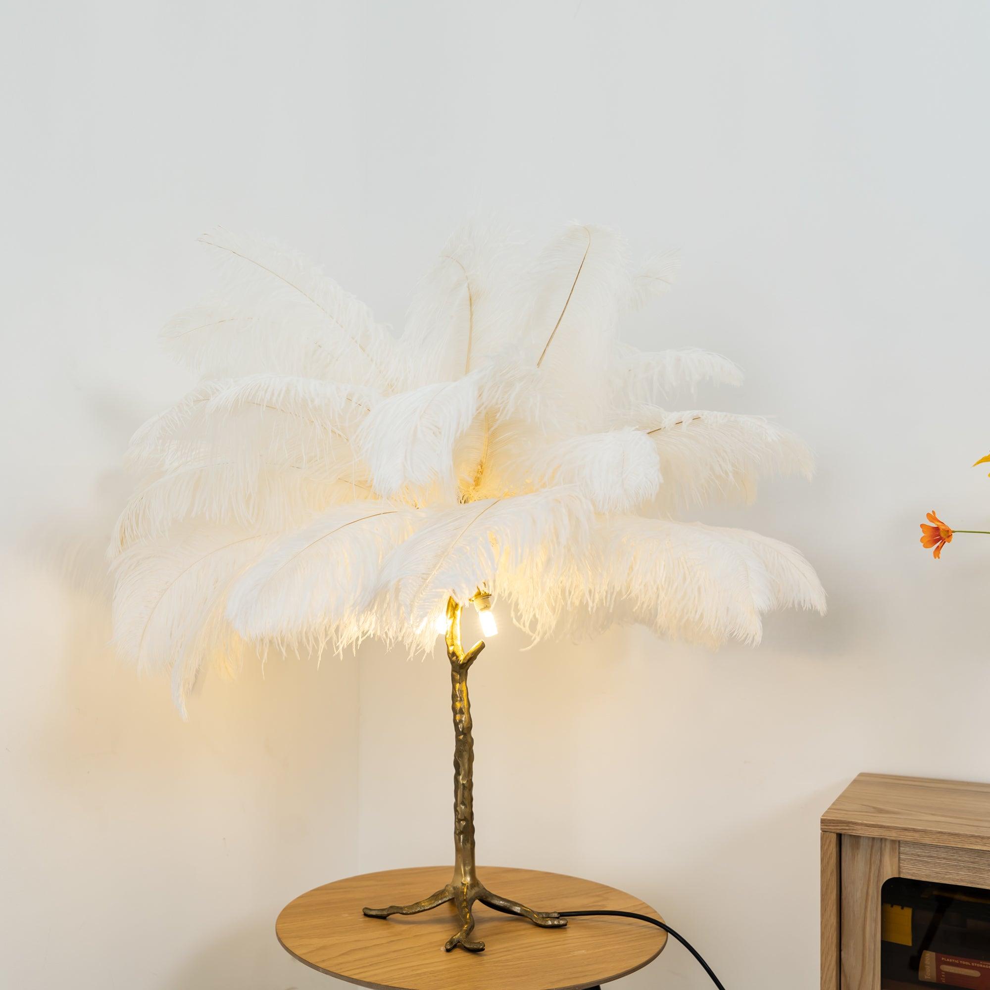 Ostrich Feather Table Lamp