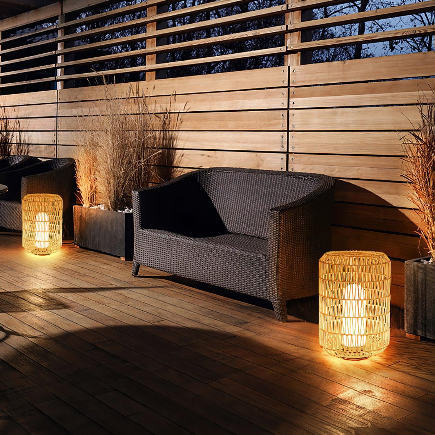 Woven Rattan Outdoor Lamp