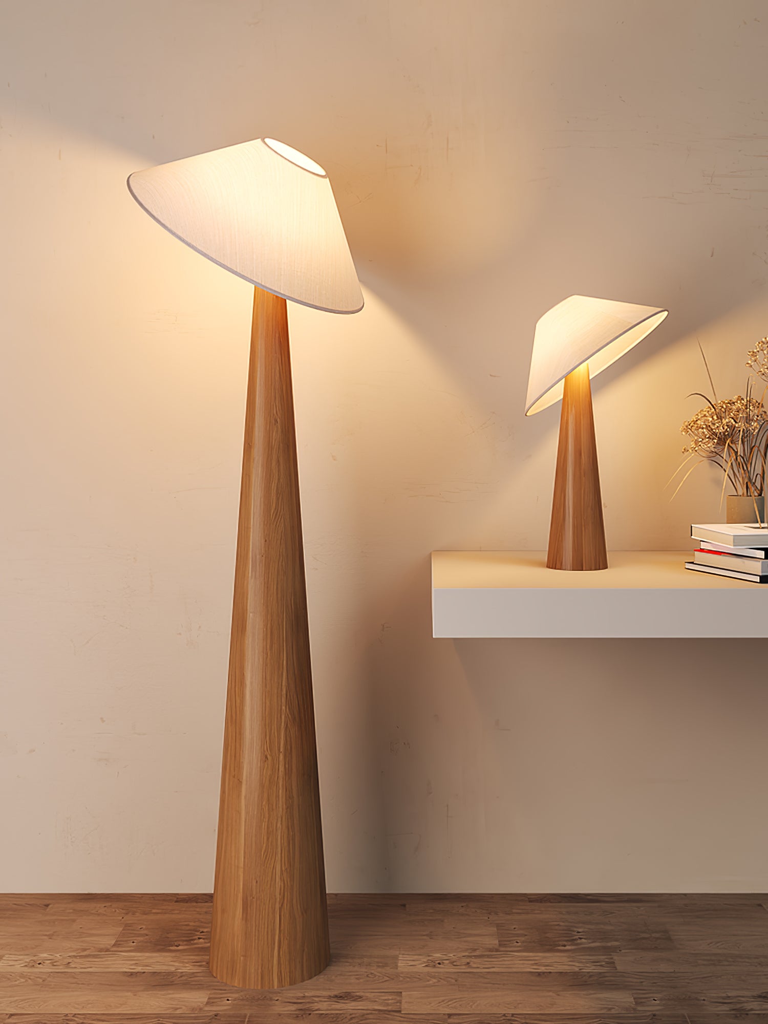 Tilt Hat Wooden Table Lamp