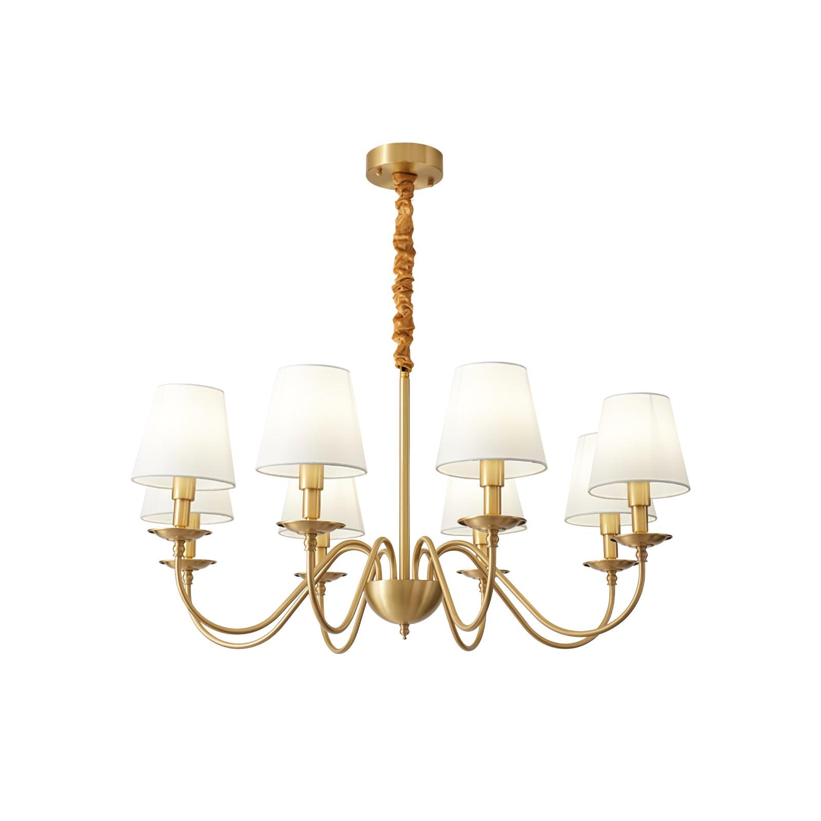 Tapered Fabric Brass Chandelier