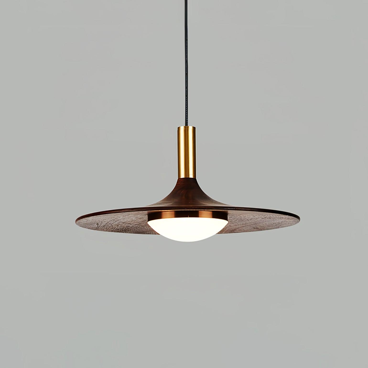 Walnut Wood Dish Pendant Light