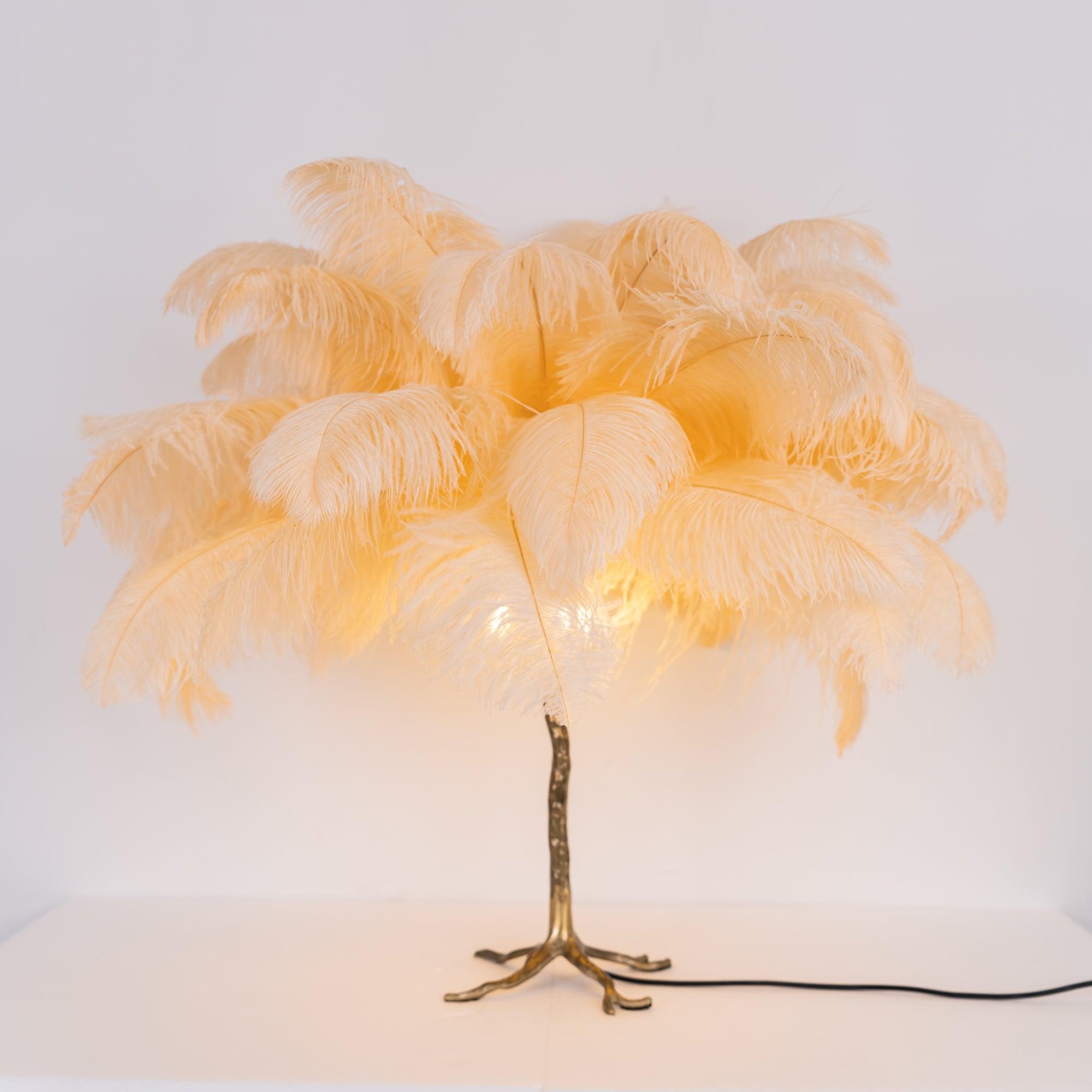 Ostrich Feather Table Lamp