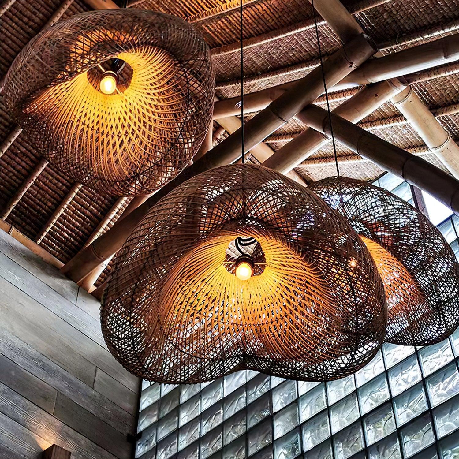 Rattan Wave Pendant Light