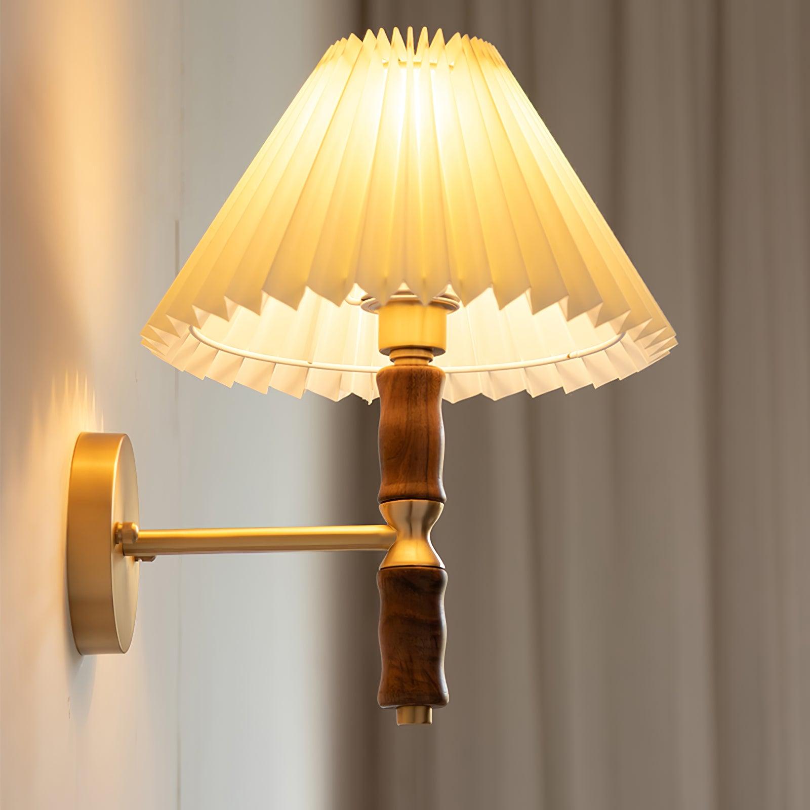 Pleated Walnut Wall Light