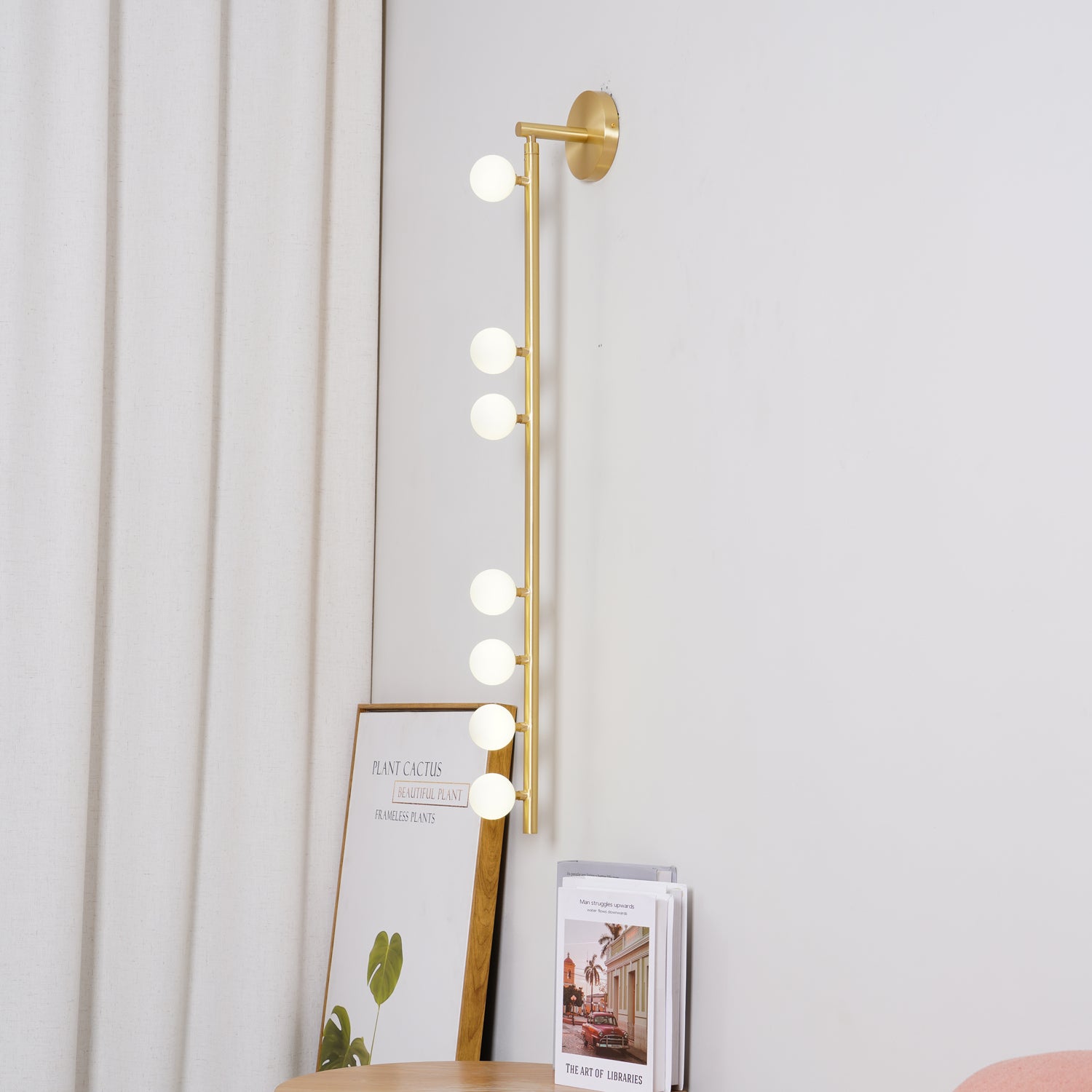 Brass Glass Tube Plug-in Wall Lamp