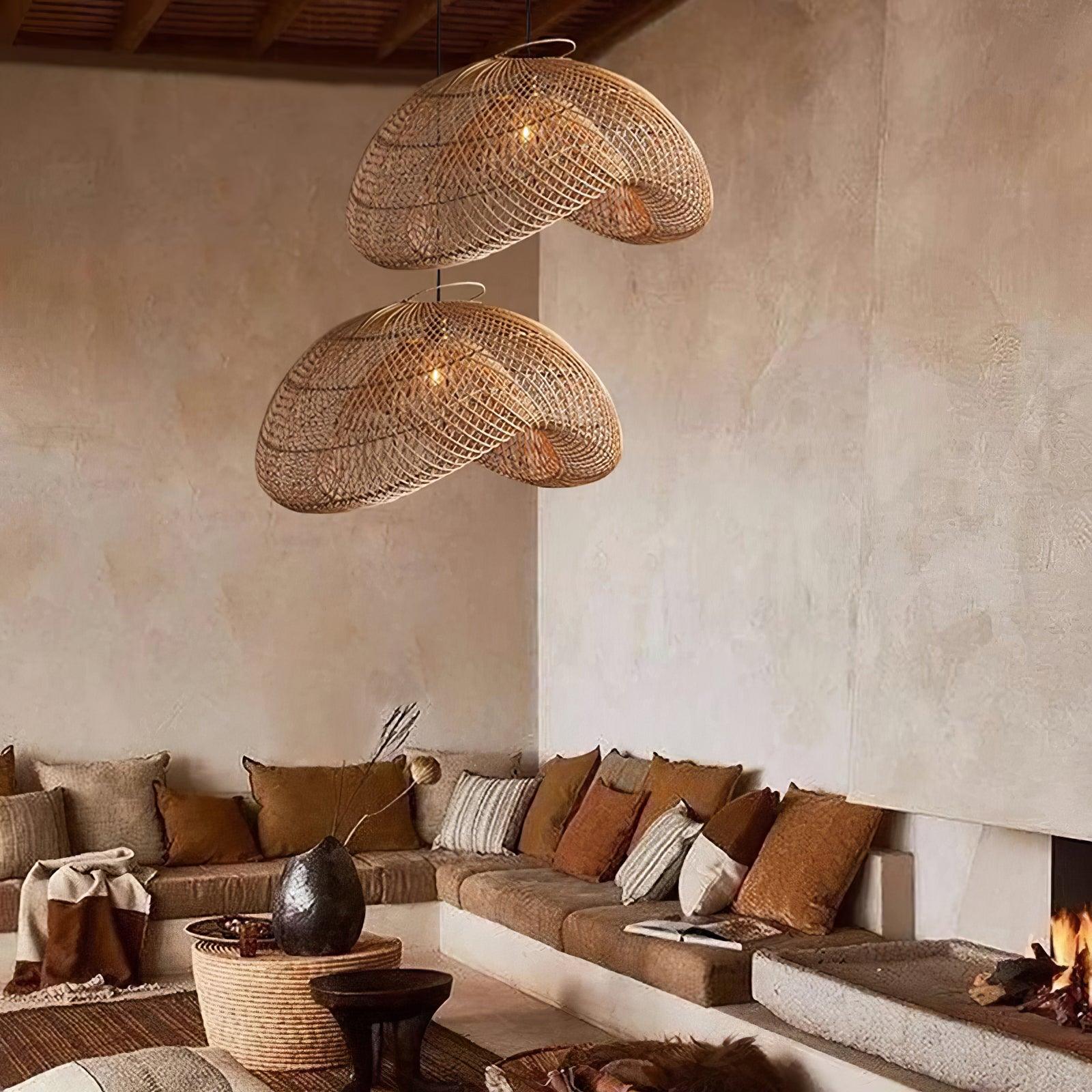 Rattan Wave Pendant Light