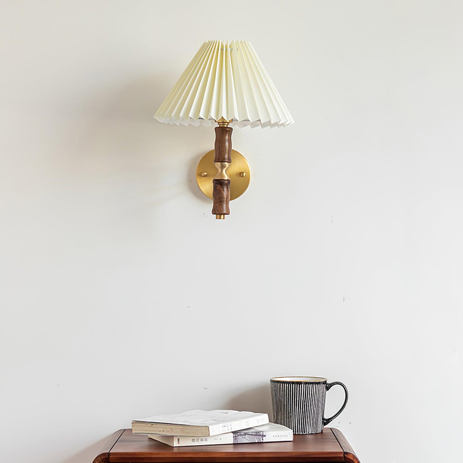 Pleated Walnut Wall Light