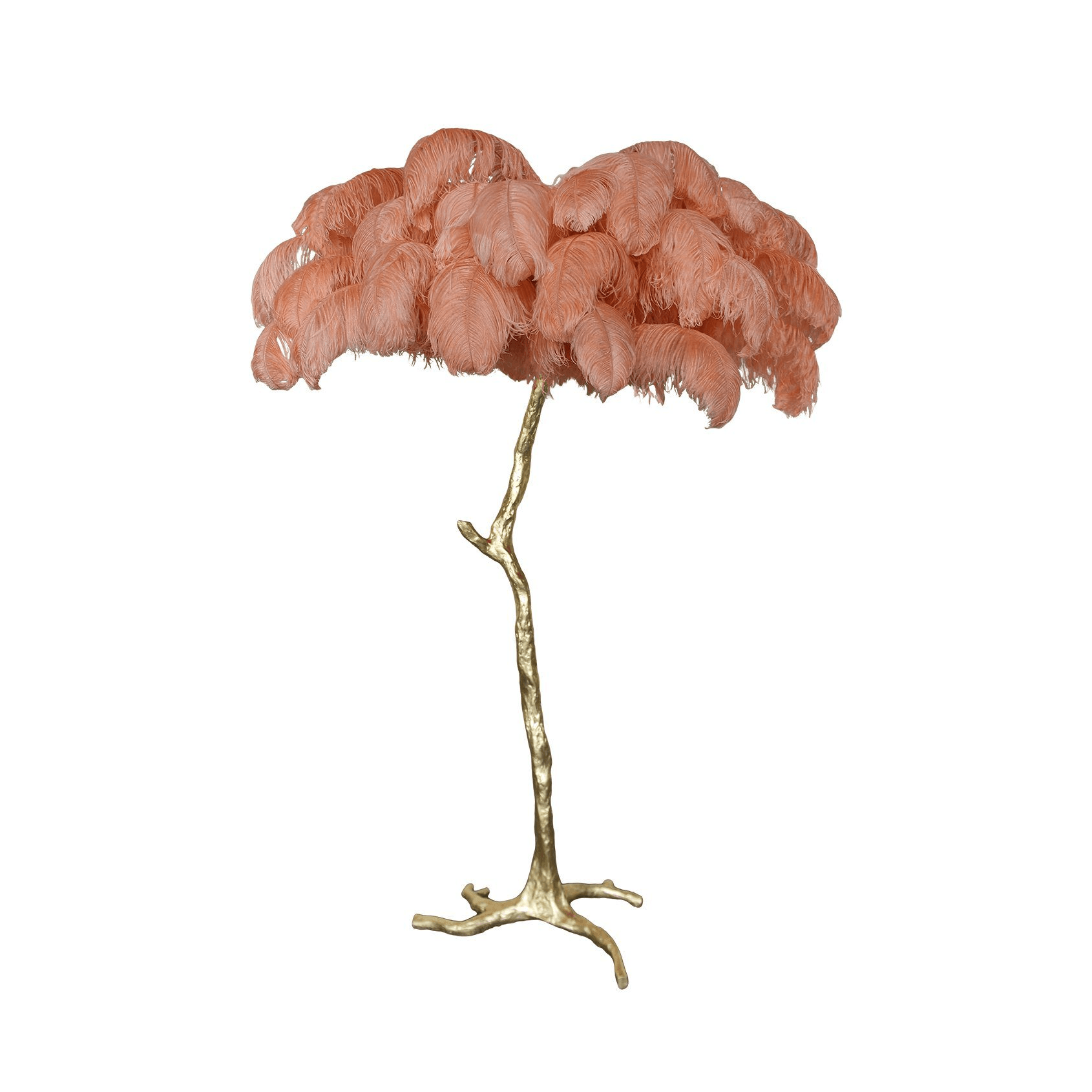 Ostrich Feather Brass Floor Lamp