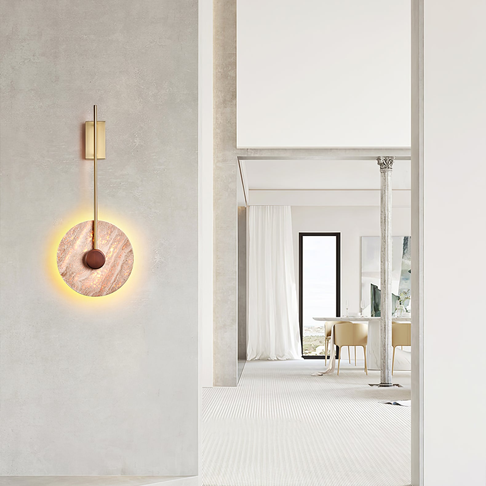 Travertine Disc Wall Lamp