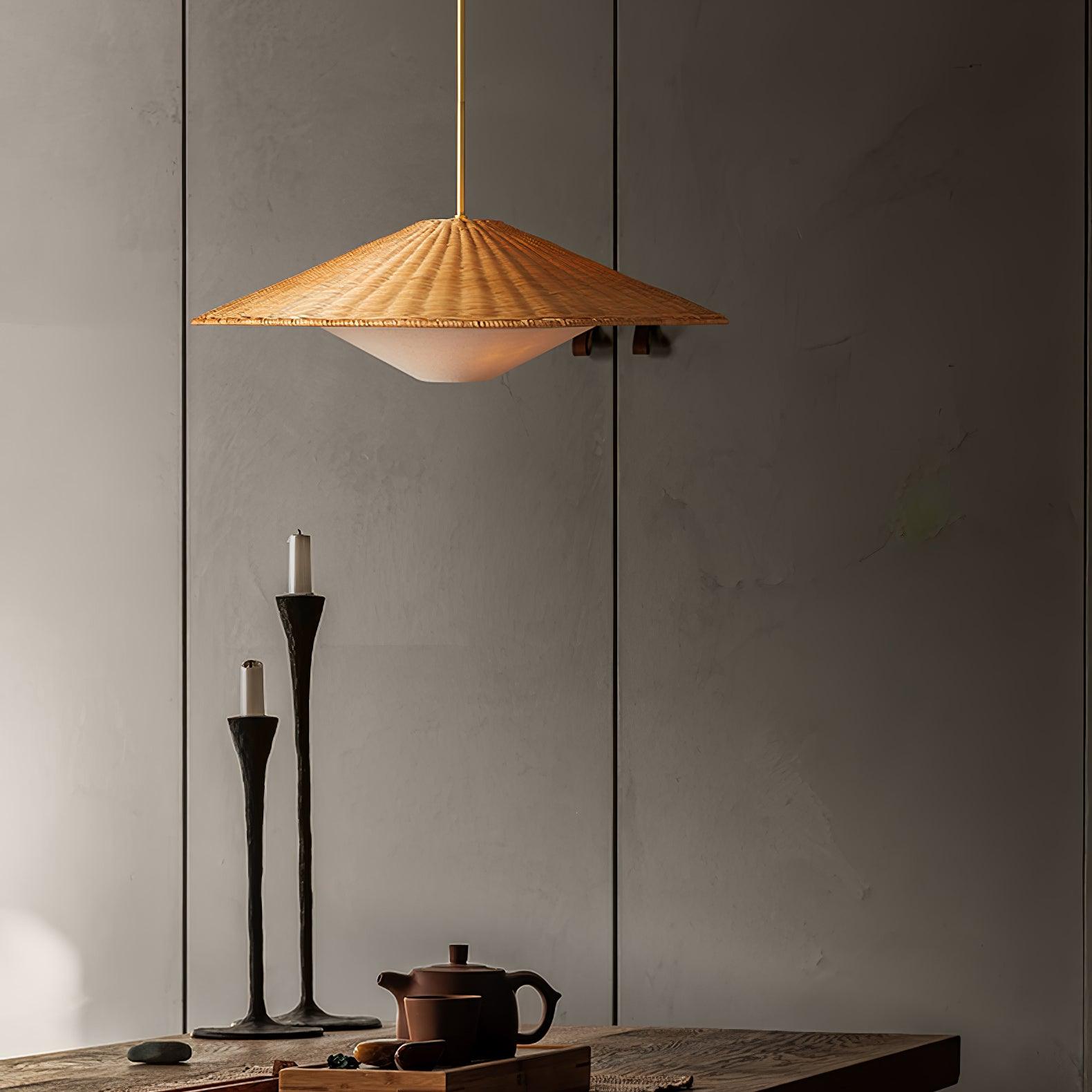 Rattan Hat Pendant Light