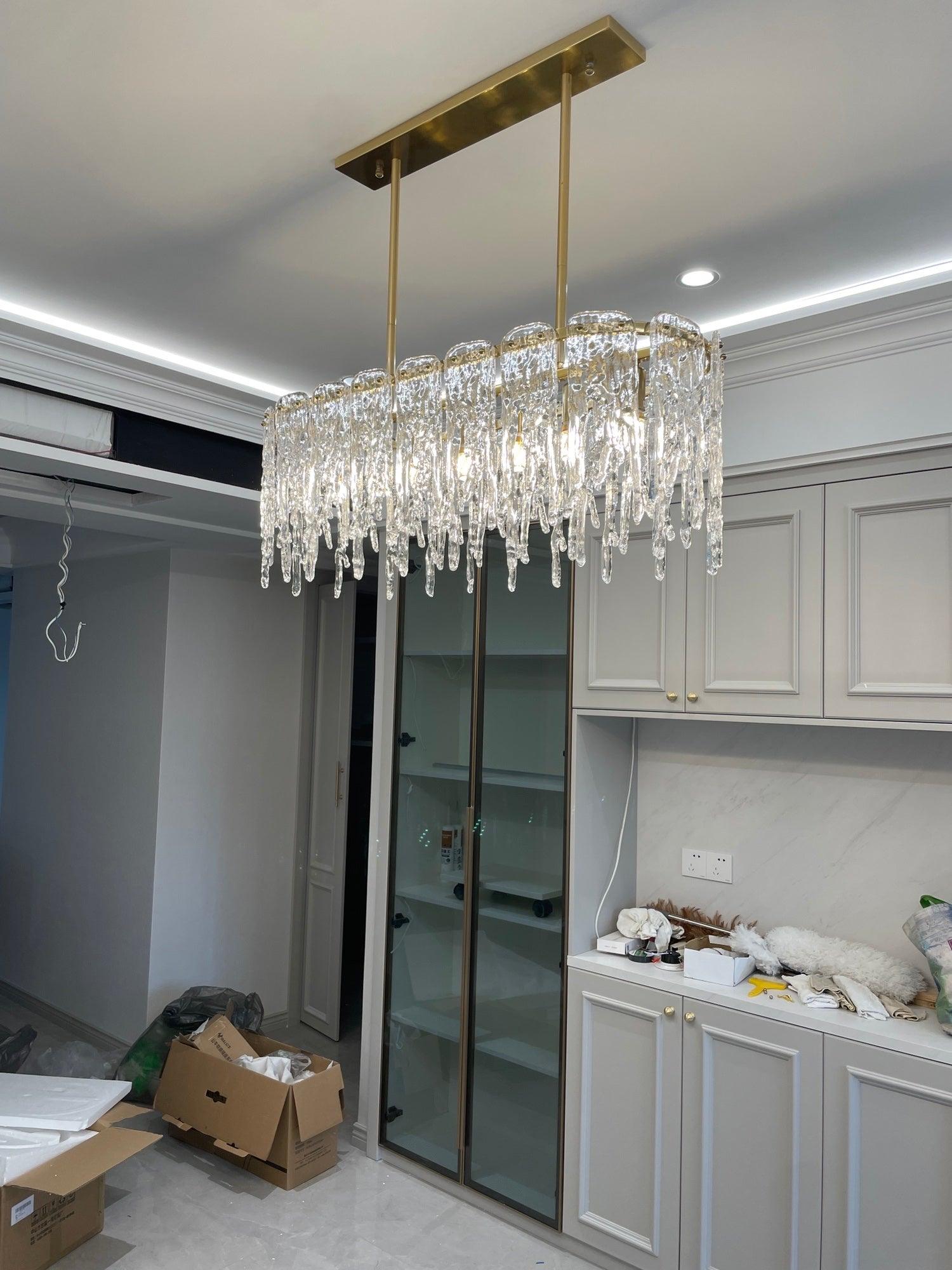 Rectangular Icicle Glass Chandelier