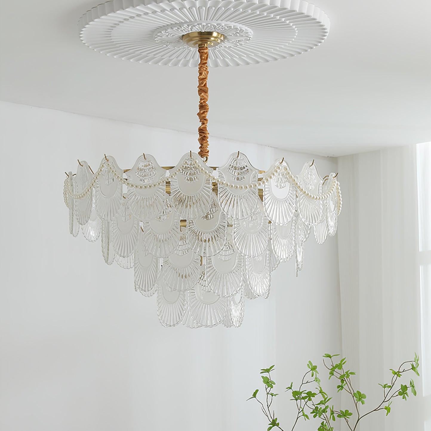 Pearl Glass Shell Chandelier