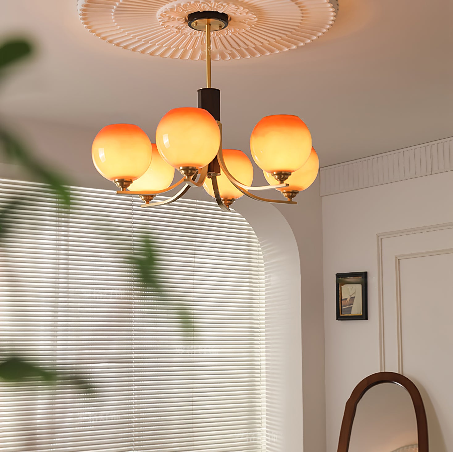 Vintage Caramel Globe Chandelier