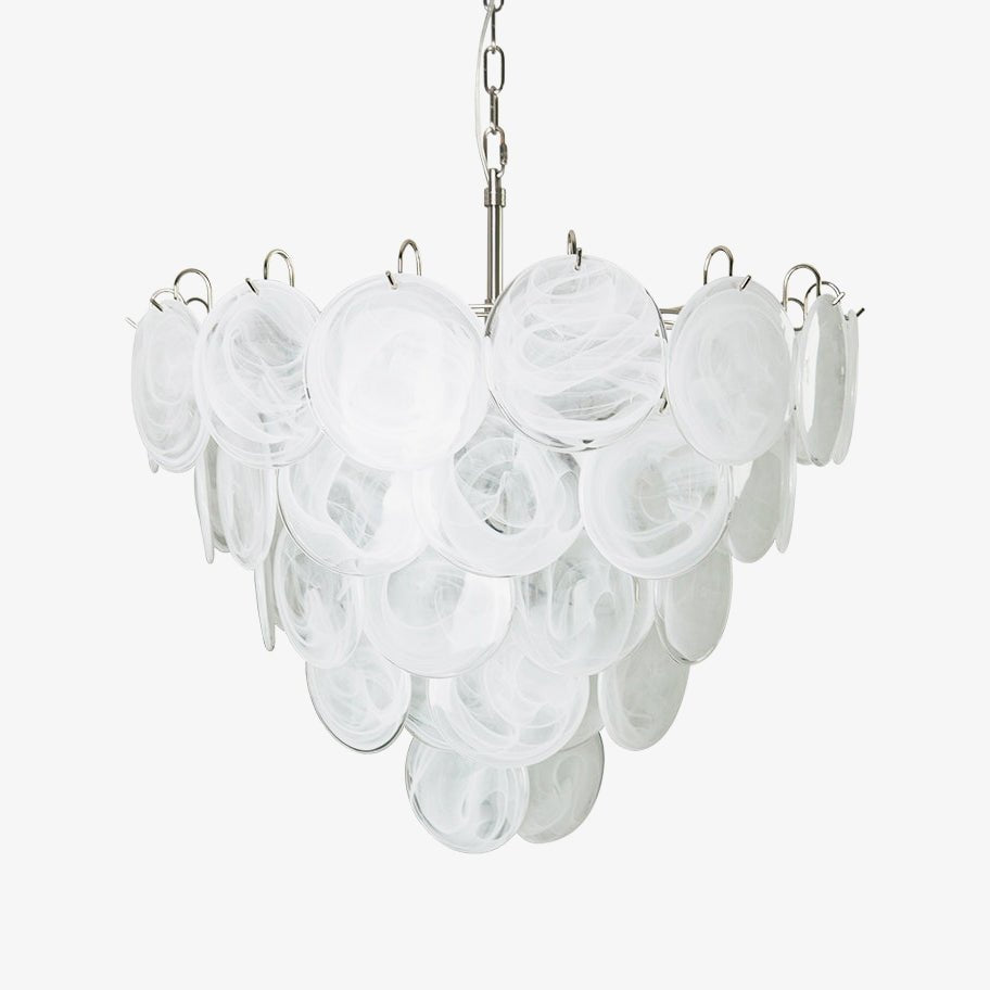 White Murano Disc Chandelier